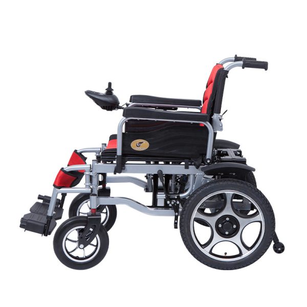 02 Portable Steel Electric Wheelchair YSE123|Quick 3-Step Folding, Secure Braking System