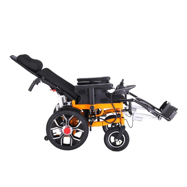 05 Foldable Electric Wheelchair with Adjustable Backrest & Flip-Up Armrest