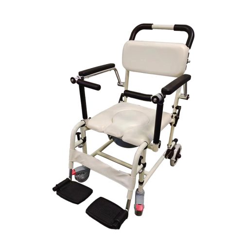 3-in-1 Folding Wheelchair with Commode & Shower Function, Adjustable Armrests