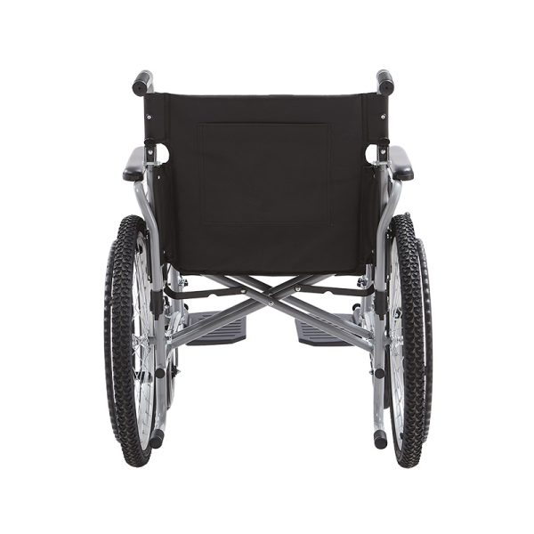 03 Carbon Steel Manual Wheelchair with Foldable Backrest and Adjustable Footrests