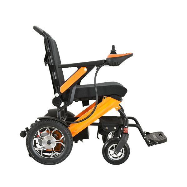 03 Lightweight Travel Electric Wheelchair – Foldable, Manual Option, Flip-Up Arms