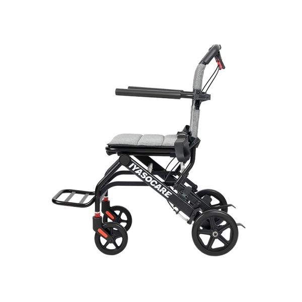 04 Lightweight Foldable Carbon Steel Wheelchair with Hand Brakes