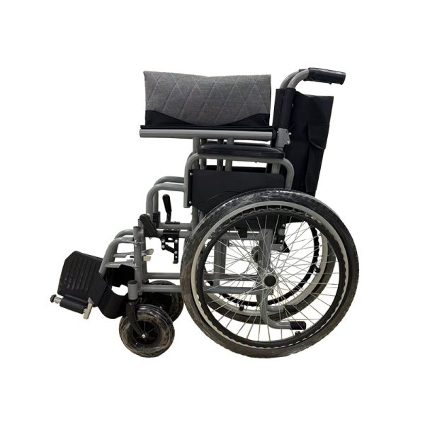 05 Carbon Steel Manual Wheelchair with Foldable Backrest and Adjustable Footrests