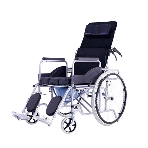 Manual Wheelchair with Portable commode and Reclining Backrest