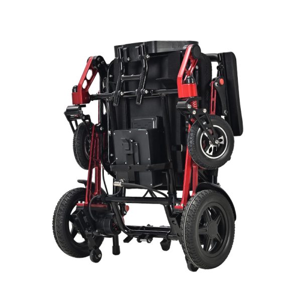 06 Lightweight Folding Electric Wheelchair YSE142 – Airline Approved Travel Power Chair, Dual 150W Motors