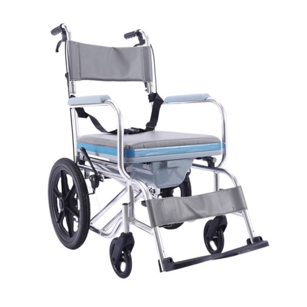 01 Folding Aluminum Commode Wheelchair YSM2058 with PU Wheels