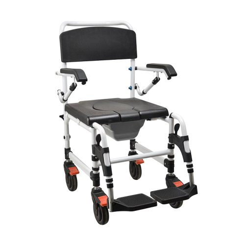 Aluminum Folding Manual Wheelchair YSM2057 with Commode, Lightweight PU Wheels