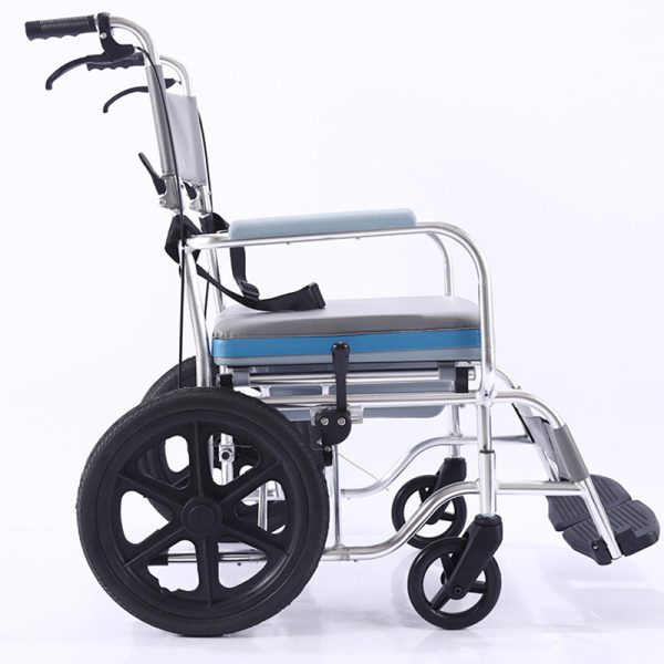 02 Folding Aluminum Commode Wheelchair YSM2058 with PU Wheels