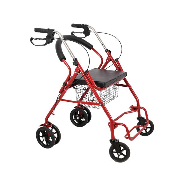 01 Walker YSW7005 Folding Rollator Walker with Seat & Self-Locking Brakes