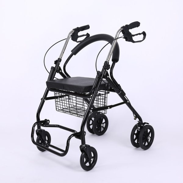 02 Walker YSW7005 Folding Rollator Walker with Seat & Self-Locking Brakes
